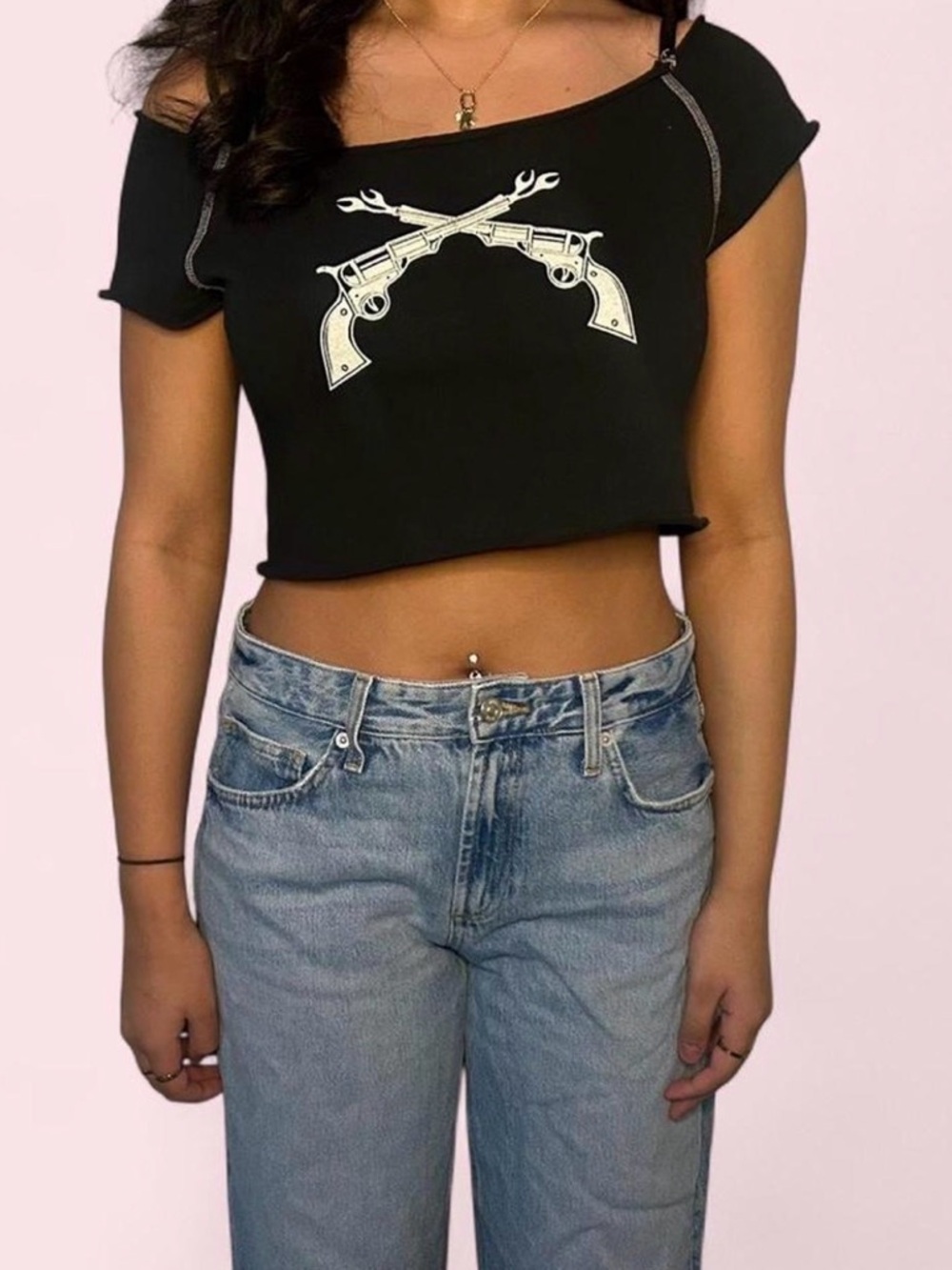 Brandy Melville Cropped Off-Shoulder Top